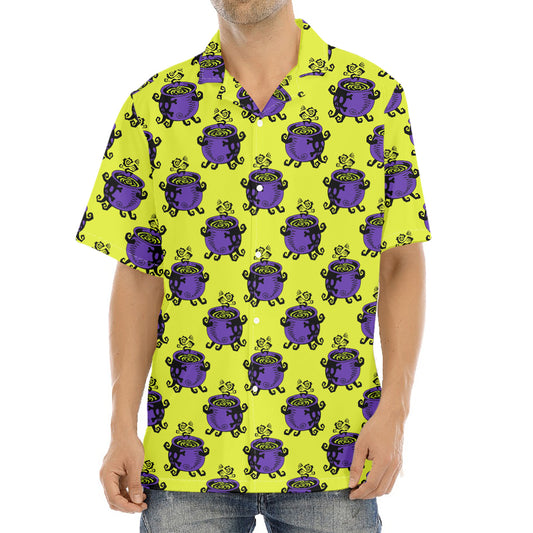 Halloween Witch Cauldron Pattern Print Aloha Shirt