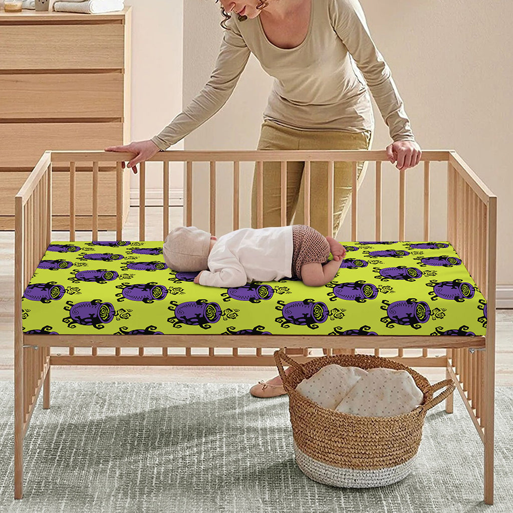 Halloween Witch Cauldron Pattern Print Baby Crib Sheet