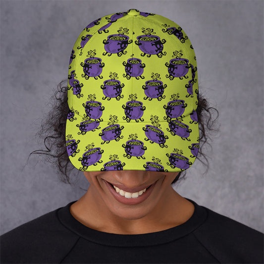 Halloween Witch Cauldron Pattern Print Baseball Cap