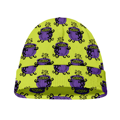 Halloween Witch Cauldron Pattern Print Beanie