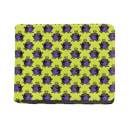 Halloween Witch Cauldron Pattern Print Bifold Wallet
