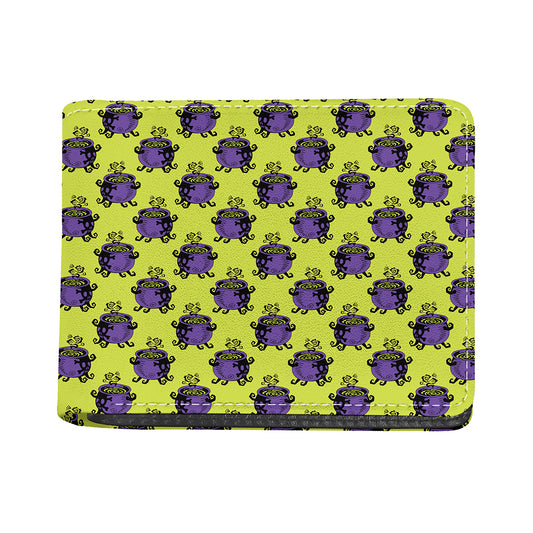 Halloween Witch Cauldron Pattern Print Bifold Wallet
