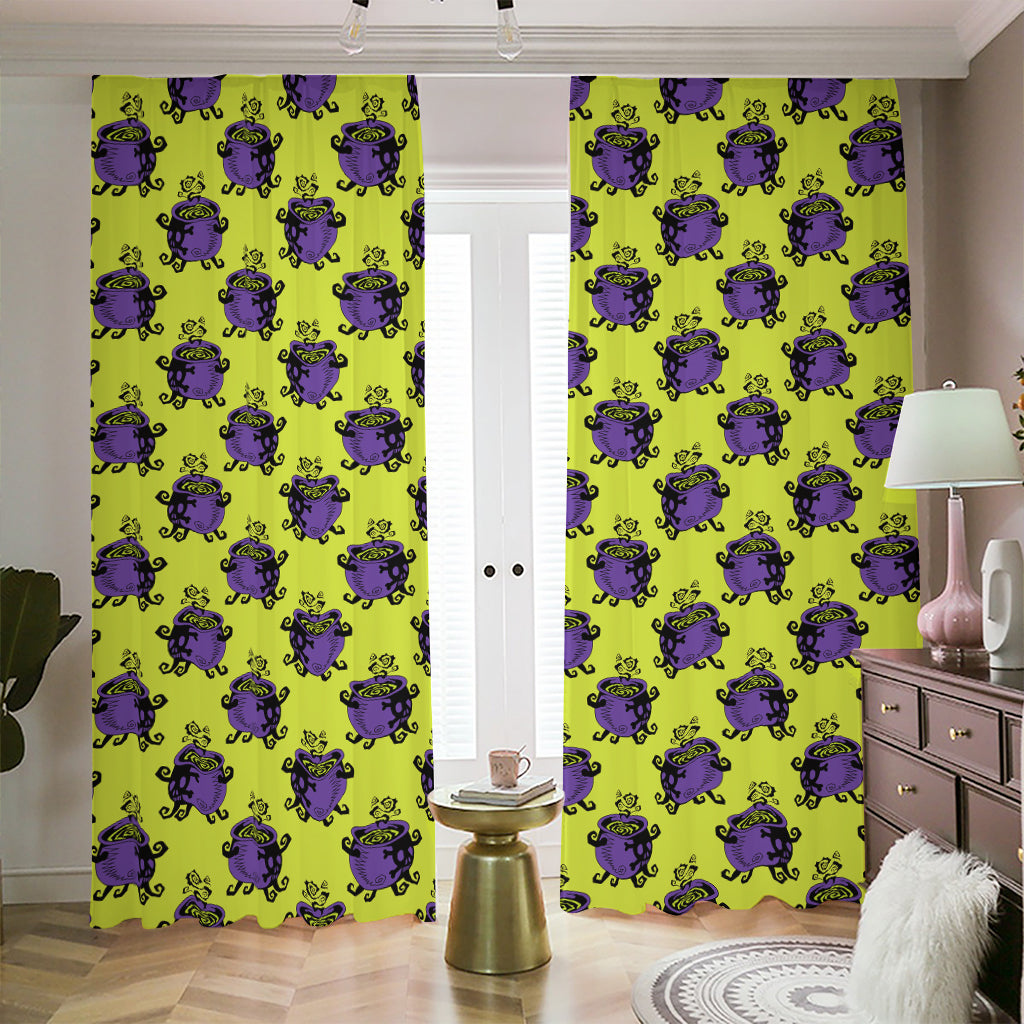 Halloween Witch Cauldron Pattern Print Blackout Pencil Pleat Curtains