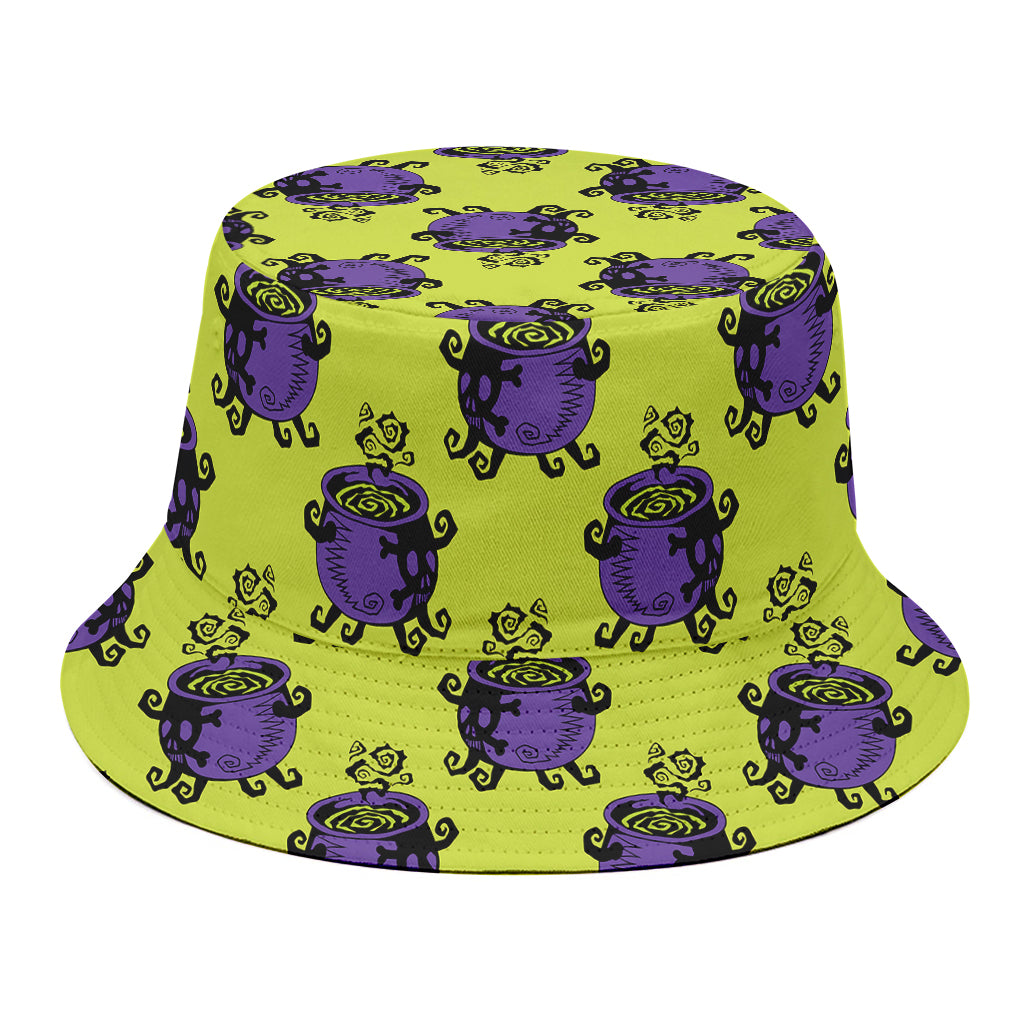 Halloween Witch Cauldron Pattern Print Bucket Hat