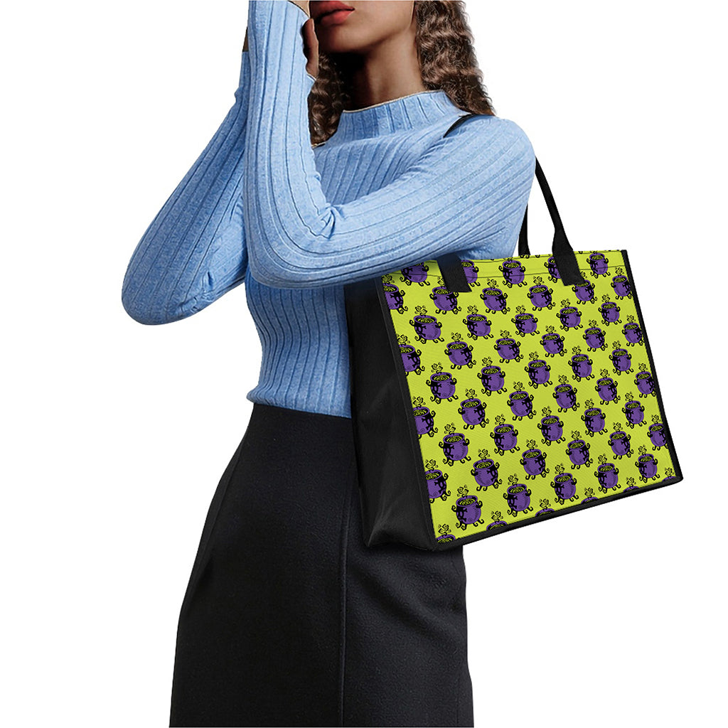 Halloween Witch Cauldron Pattern Print Canvas Tote Bag
