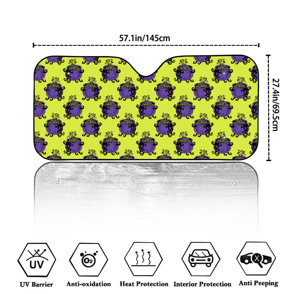 Halloween Witch Cauldron Pattern Print Car Windshield Sun Shade