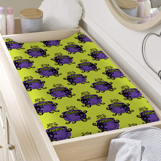 Halloween Witch Cauldron Pattern Print Changing Pad Cover