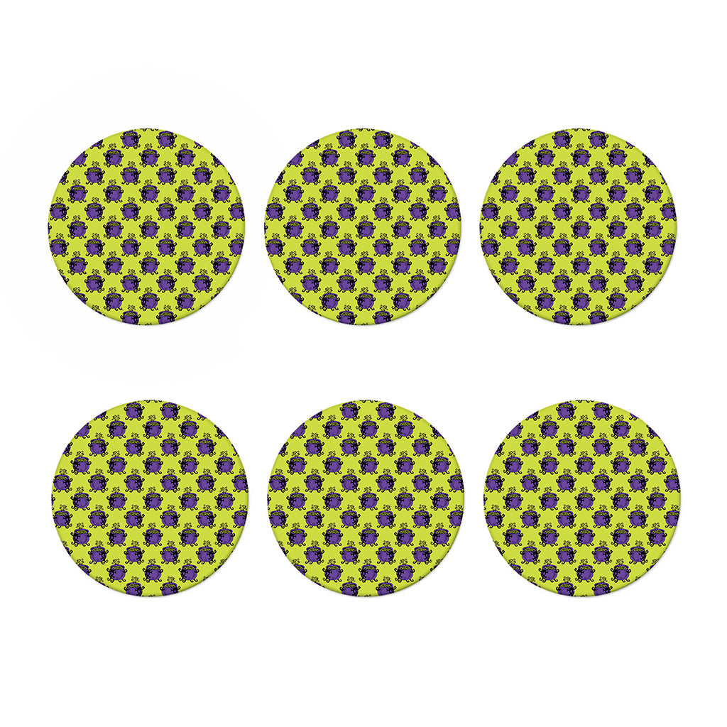 Halloween Witch Cauldron Pattern Print Coaster Set