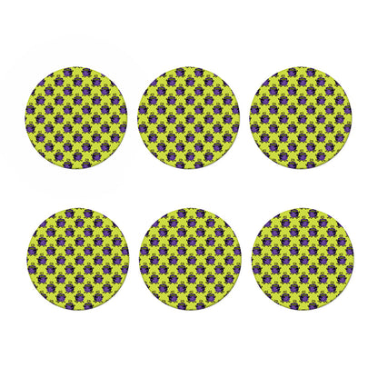 Halloween Witch Cauldron Pattern Print Coaster Set