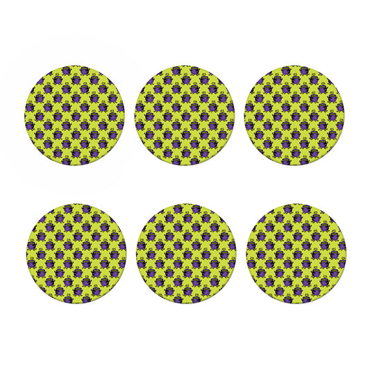 Halloween Witch Cauldron Pattern Print Coaster Set