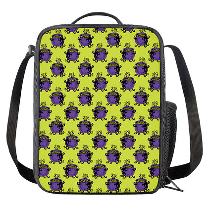 Halloween Witch Cauldron Pattern Print Crossbody Lunch Bag