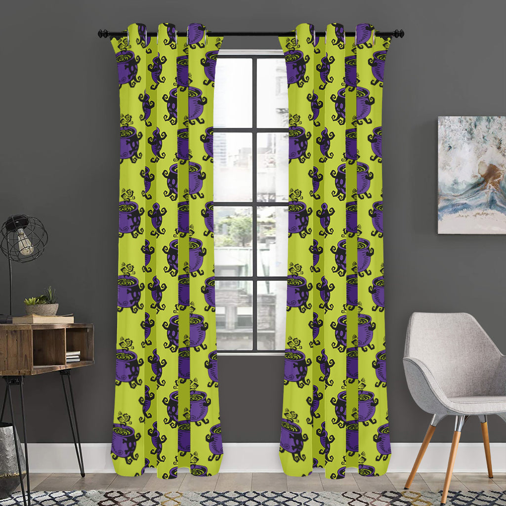 Halloween Witch Cauldron Pattern Print Curtain