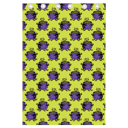 Halloween Witch Cauldron Pattern Print Curtain