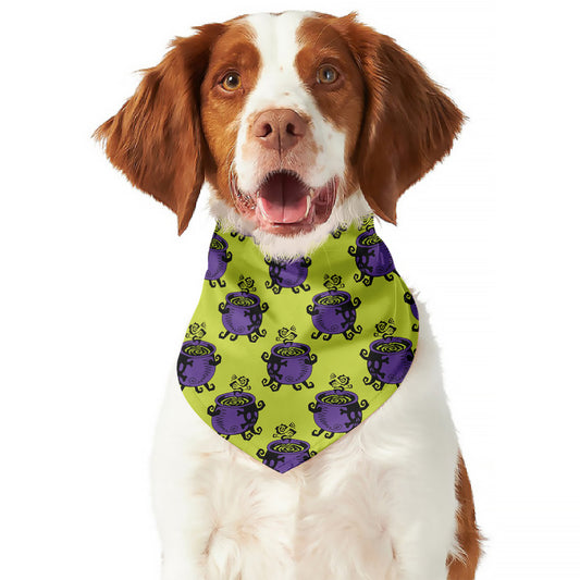 Halloween Witch Cauldron Pattern Print Dog Bandana