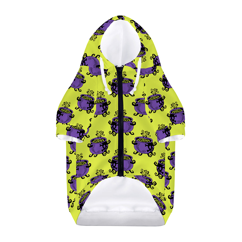 Halloween Witch Cauldron Pattern Print Dog Zip Up Hoodie