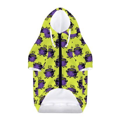 Halloween Witch Cauldron Pattern Print Dog Zip Up Hoodie