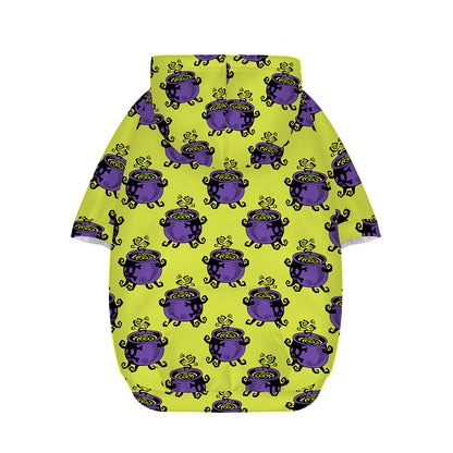 Halloween Witch Cauldron Pattern Print Dog Zip Up Hoodie