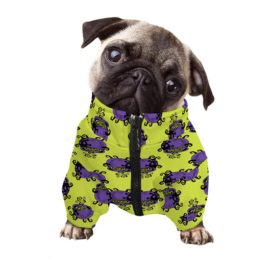 Halloween Witch Cauldron Pattern Print Dog Zip Up Jacket