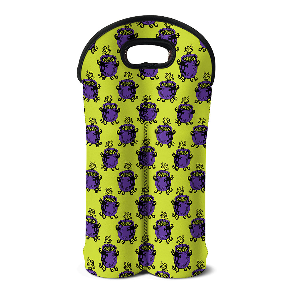 Halloween Witch Cauldron Pattern Print Double Neoprene Wine Tote