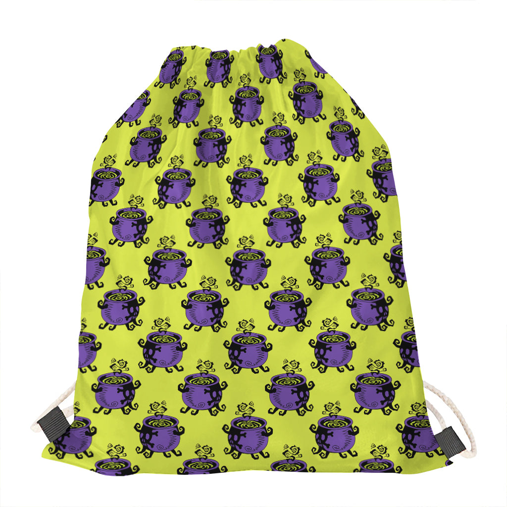 Halloween Witch Cauldron Pattern Print Drawstring Bag