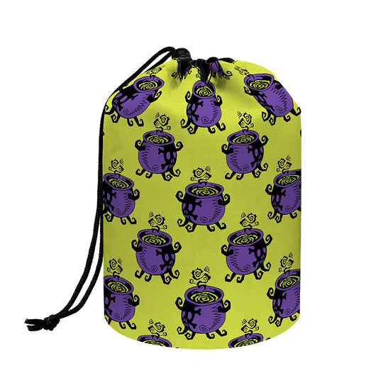 Halloween Witch Cauldron Pattern Print Drawstring Makeup Bag