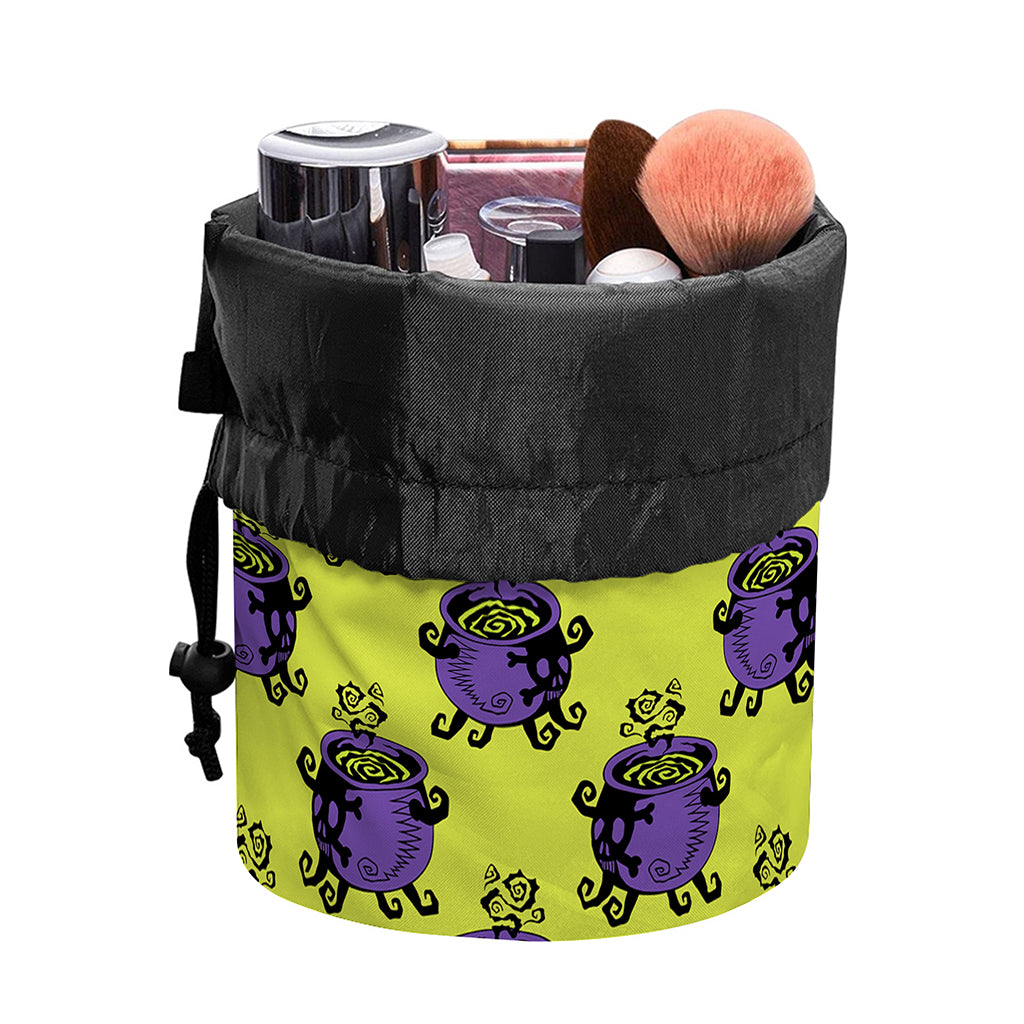 Halloween Witch Cauldron Pattern Print Drawstring Makeup Bag