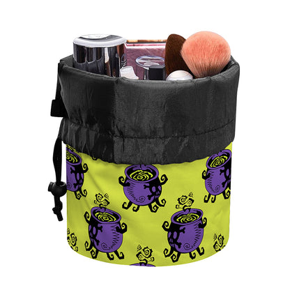 Halloween Witch Cauldron Pattern Print Drawstring Makeup Bag