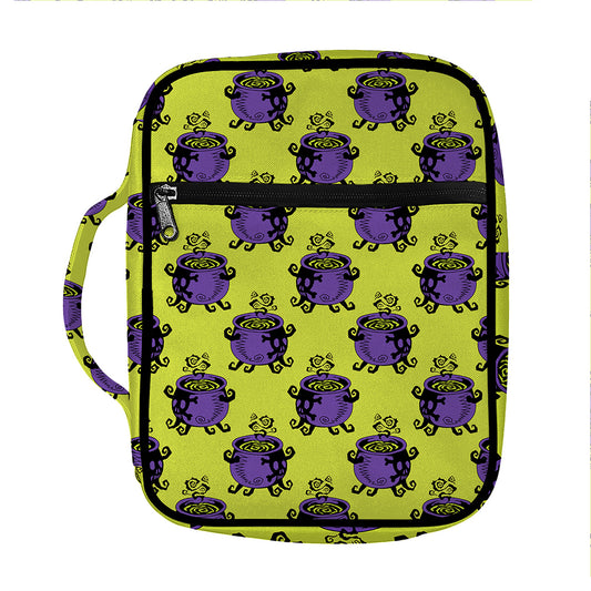 Halloween Witch Cauldron Pattern Print Front Pocket Bible Bag