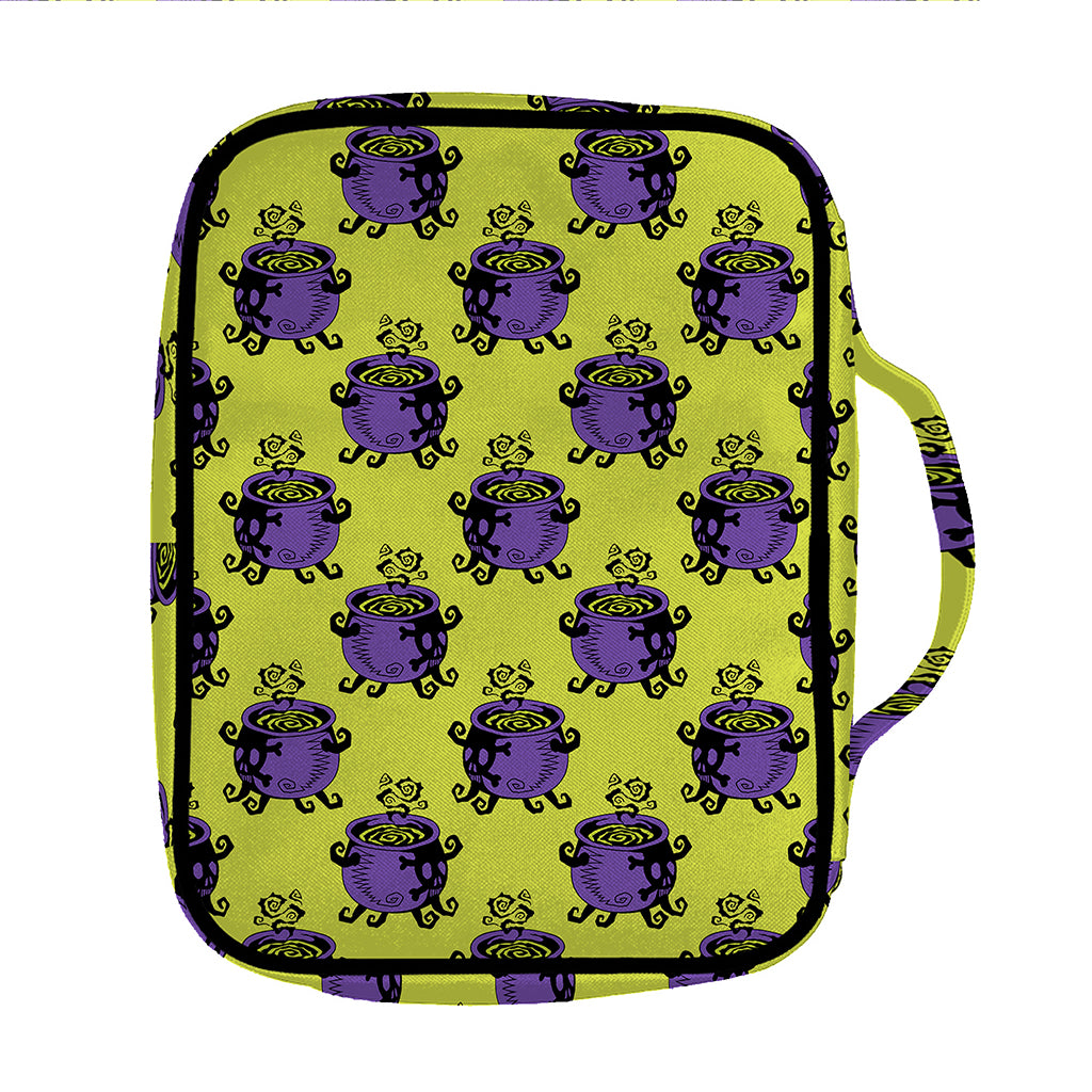 Halloween Witch Cauldron Pattern Print Front Pocket Bible Bag