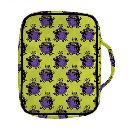Halloween Witch Cauldron Pattern Print Front Pocket Bible Bag