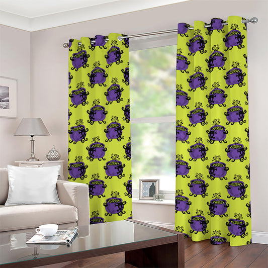Halloween Witch Cauldron Pattern Print Grommet Curtains