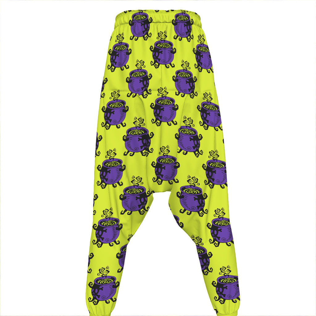 Halloween Witch Cauldron Pattern Print Hammer Pants
