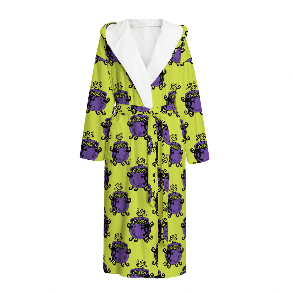 Halloween Witch Cauldron Pattern Print Hooded Bathrobe
