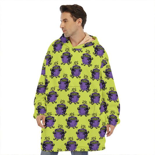 Halloween Witch Cauldron Pattern Print Hoodie Blanket