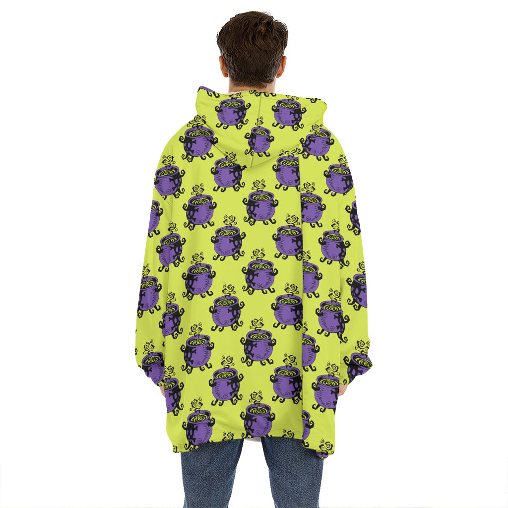 Halloween Witch Cauldron Pattern Print Hoodie Blanket