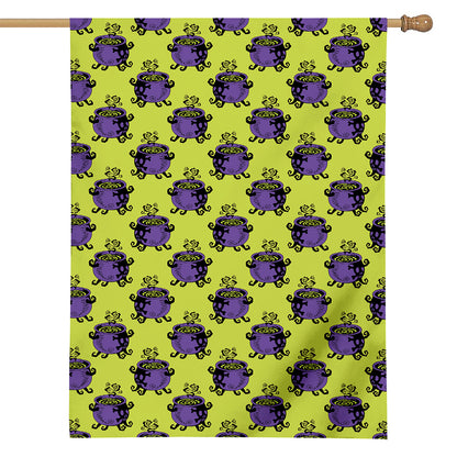 Halloween Witch Cauldron Pattern Print House Flag