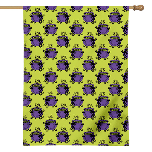 Halloween Witch Cauldron Pattern Print House Flag
