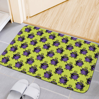 Halloween Witch Cauldron Pattern Print Indoor Door Mat