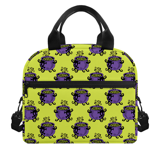 Halloween Witch Cauldron Pattern Print Insulated Lunch Bag