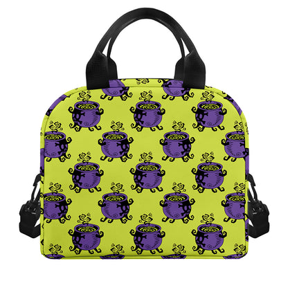 Halloween Witch Cauldron Pattern Print Insulated Lunch Bag
