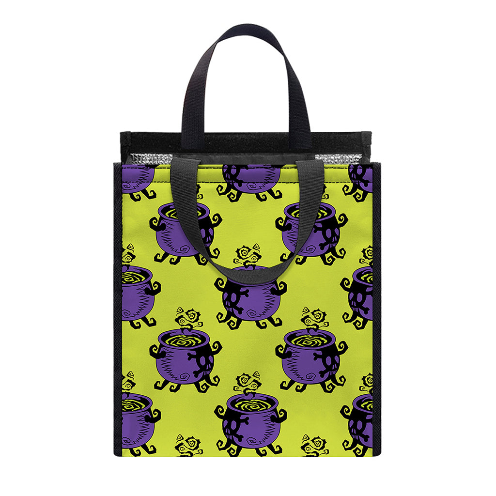 Halloween Witch Cauldron Pattern Print Insulated Lunch Tote