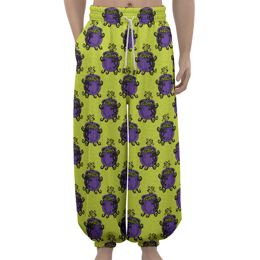 Halloween Witch Cauldron Pattern Print Lantern Pants
