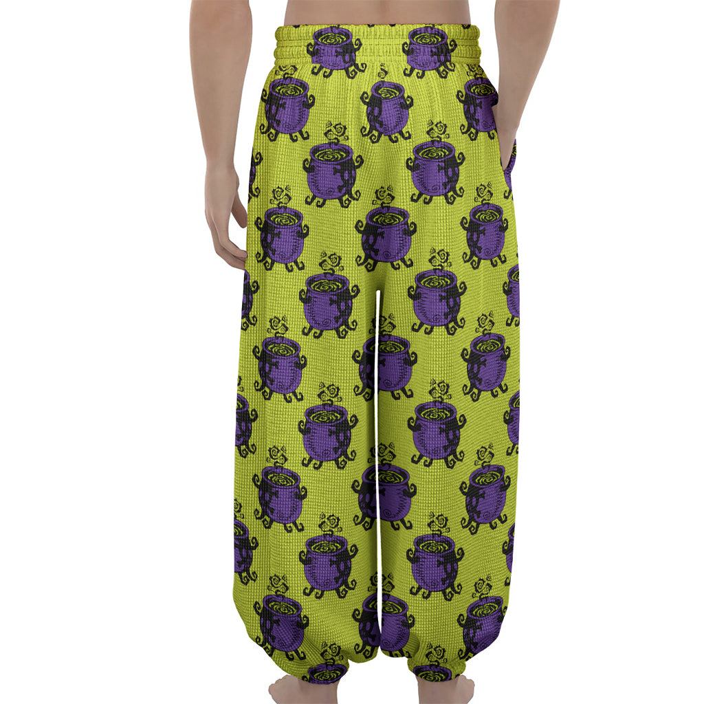 Halloween Witch Cauldron Pattern Print Lantern Pants