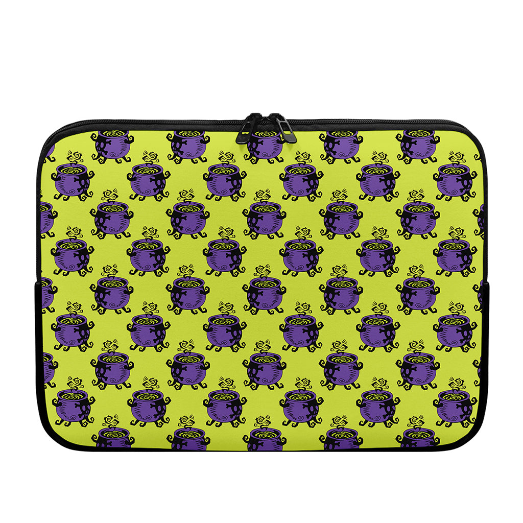 Halloween Witch Cauldron Pattern Print Laptop Sleeve