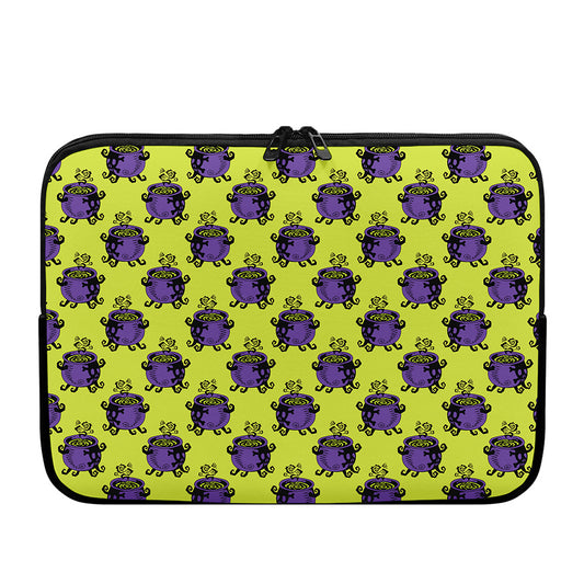Halloween Witch Cauldron Pattern Print Laptop Sleeve