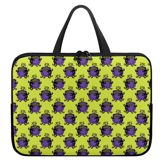 Halloween Witch Cauldron Pattern Print Laptop Sleeve With Handle