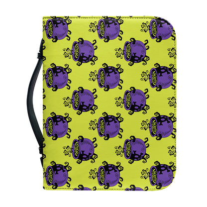 Halloween Witch Cauldron Pattern Print Leather Bible Cover