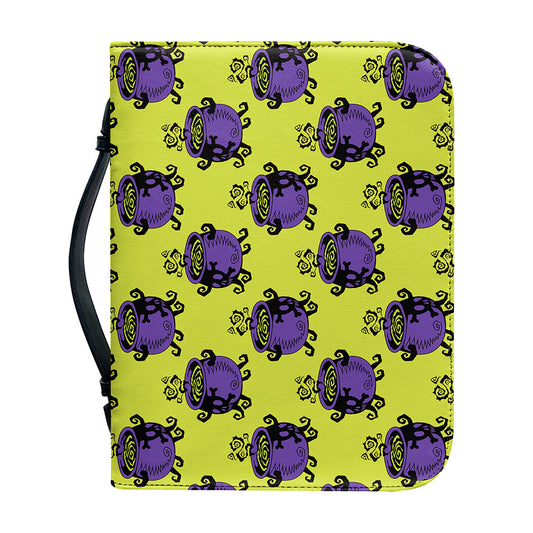Halloween Witch Cauldron Pattern Print Leather Bible Cover