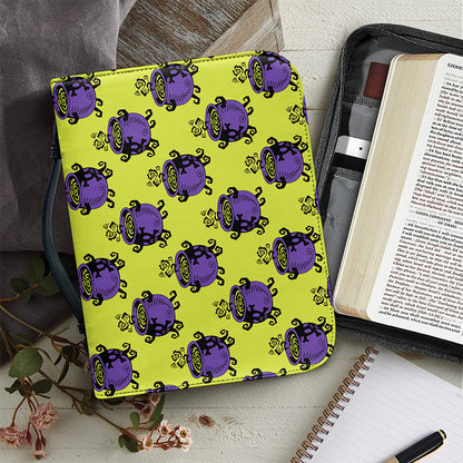 Halloween Witch Cauldron Pattern Print Leather Bible Cover