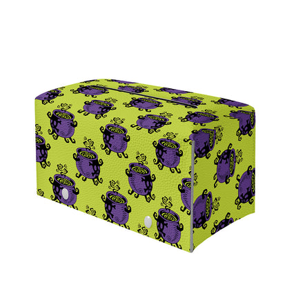 Halloween Witch Cauldron Pattern Print Leather Tissue Box Cover